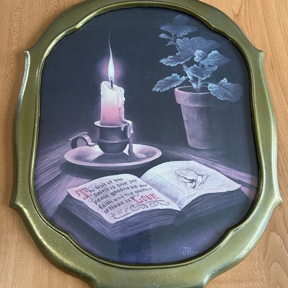 Vintage Home Interiors Gold Metal Frame Fruit of the Spirit is Love Picture ROSS - Picture 2 of 3
